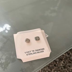 Sterling silver and 1/10 ct TW diamond earrings